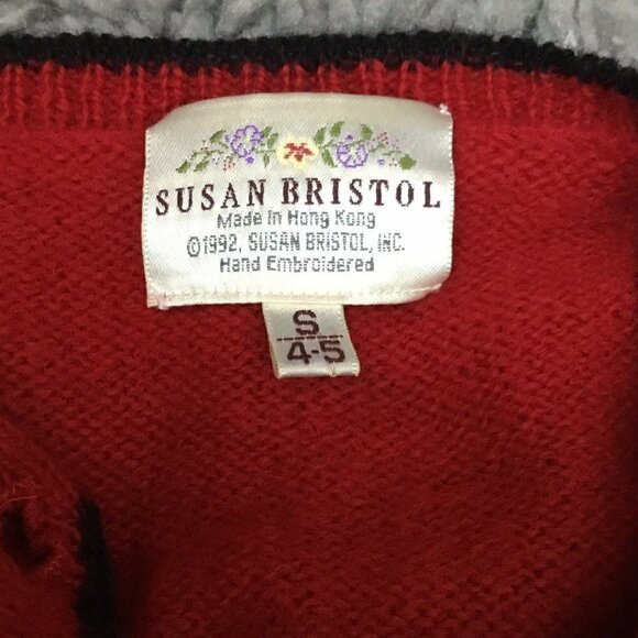 Vintage Susan Bristol Red Wool Christmas Sweater Small - Picture 5 of 6
